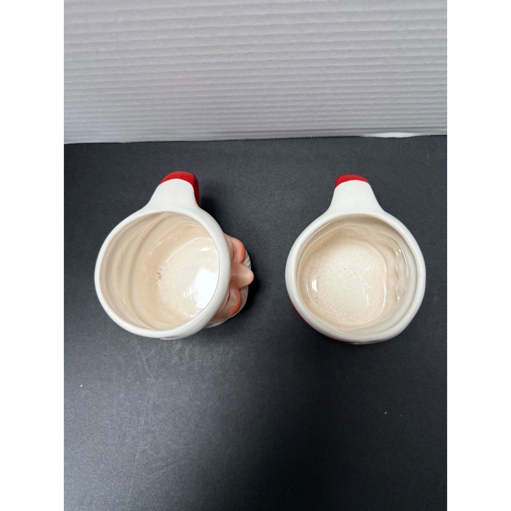 Vintage Santa Claus Ceramic Mugs Set of 2 Christmas Holiday Decor Red White - Picture 5 of 6